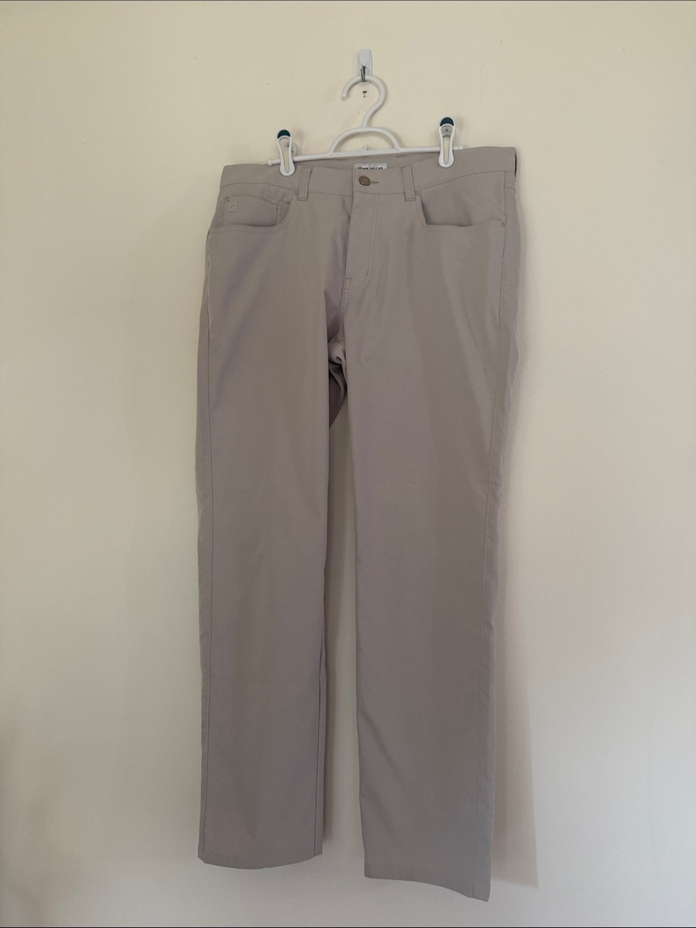Peter Millar Men's Khaki Straight-Leg Chinos in Light Taupe